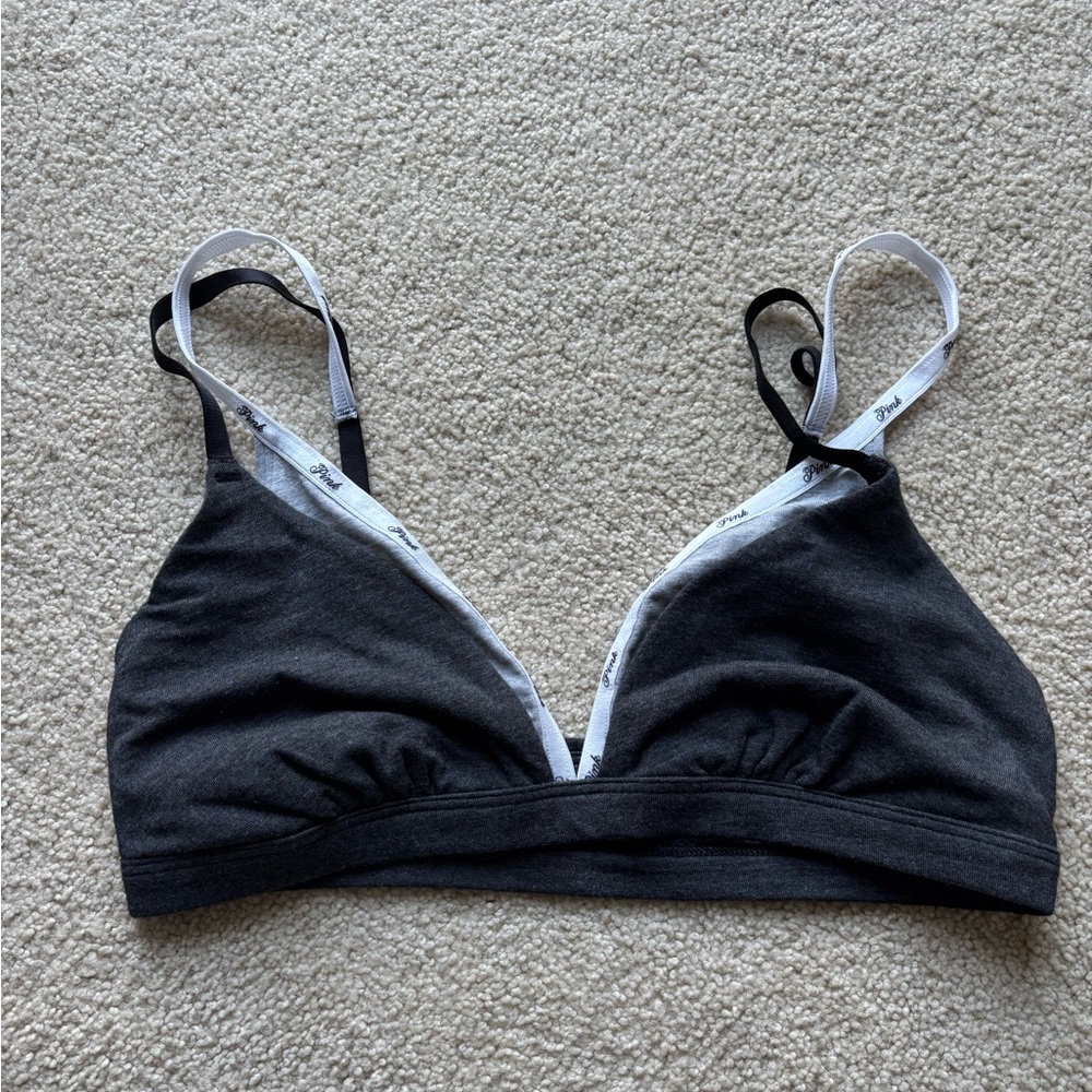 NWT PINK Victoria’s Secret Triangle Bralette Gray Size L
